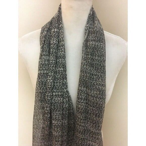 Metallic Silver Mesh Black White Sheer Long Scarf Wrap Sarong 30 X 70 - Picture 3 of 5